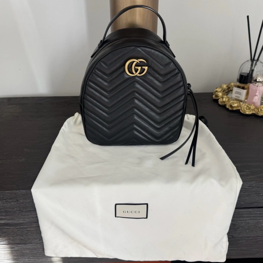 Authentic — Gucci GG Marmont Mini Backpack – Black Matelassé Leather - Picture 11 of 16
